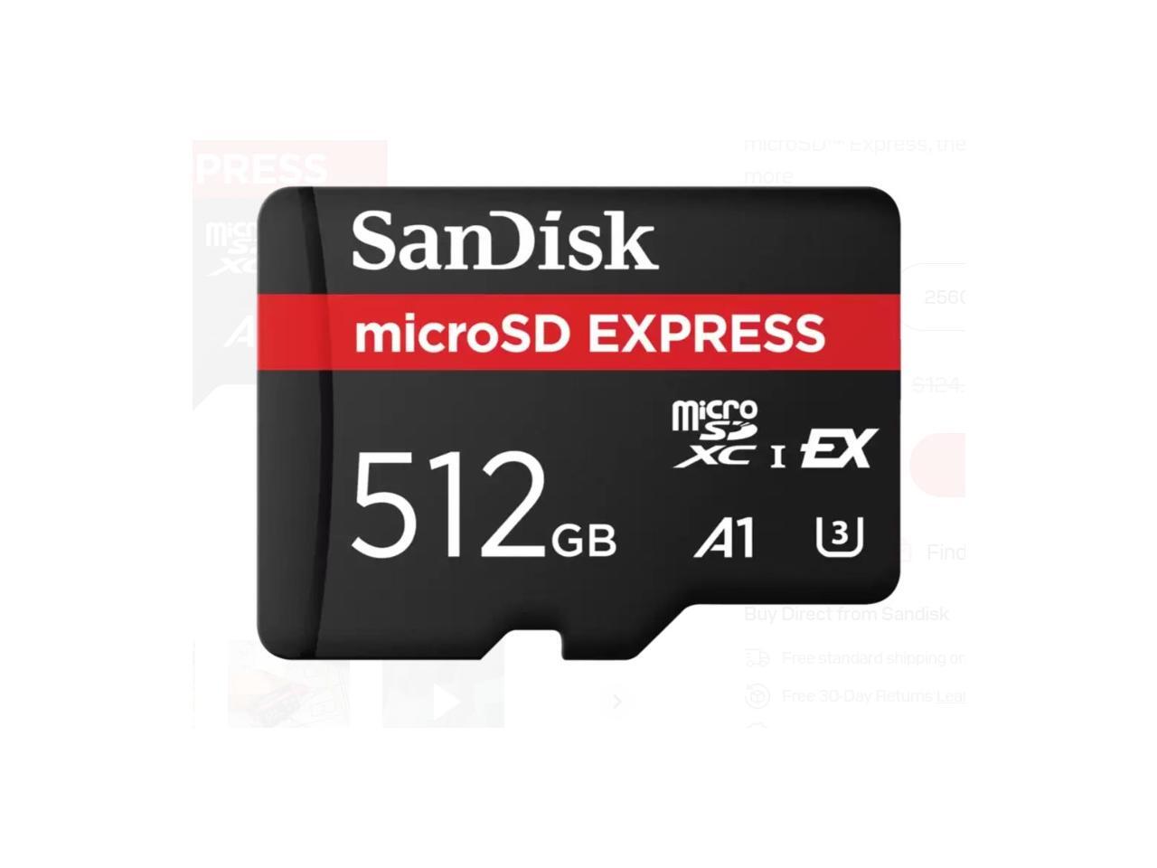 SANDISK 512GB microSD Express  - đánh giá và giá Gaming Console Nintendo Switch 2