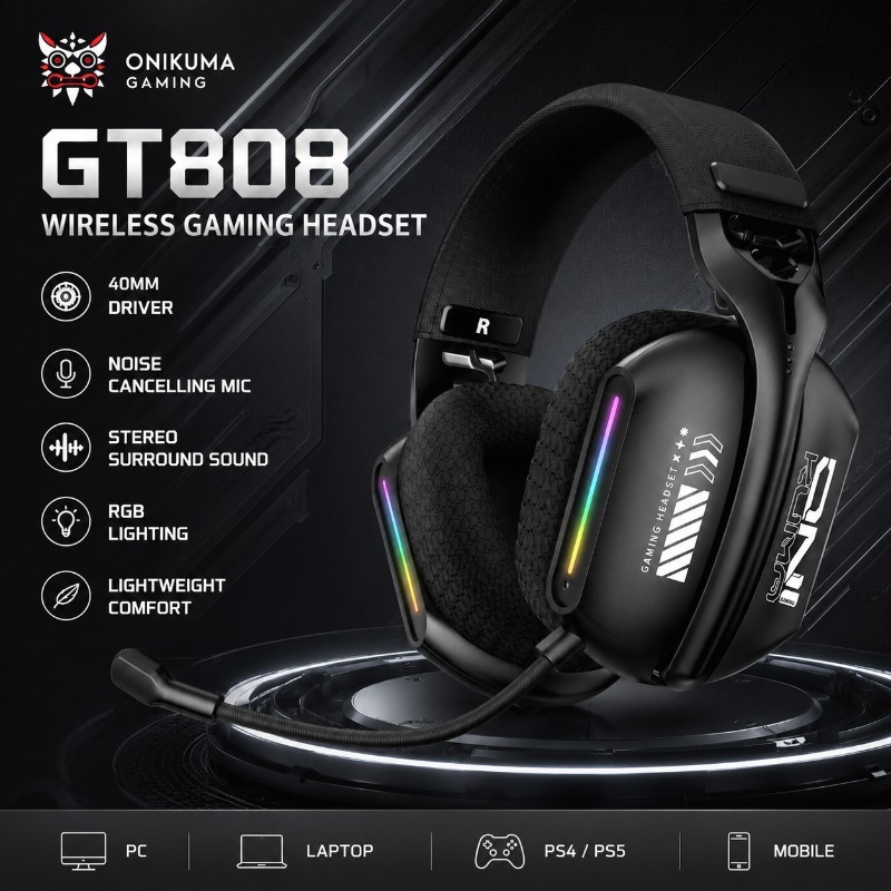 ONIKUMA GT808 Gaming Headset W - đánh giá và giá Gaming Console Apple